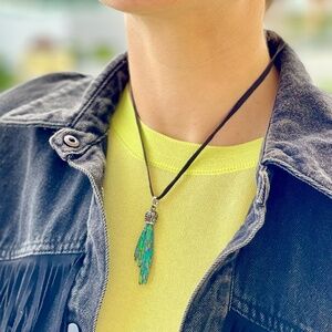 Blue peacock rainbow kyanite necklace with Swarovski crystals, natural stones